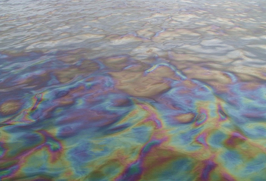 Oil spill at sea